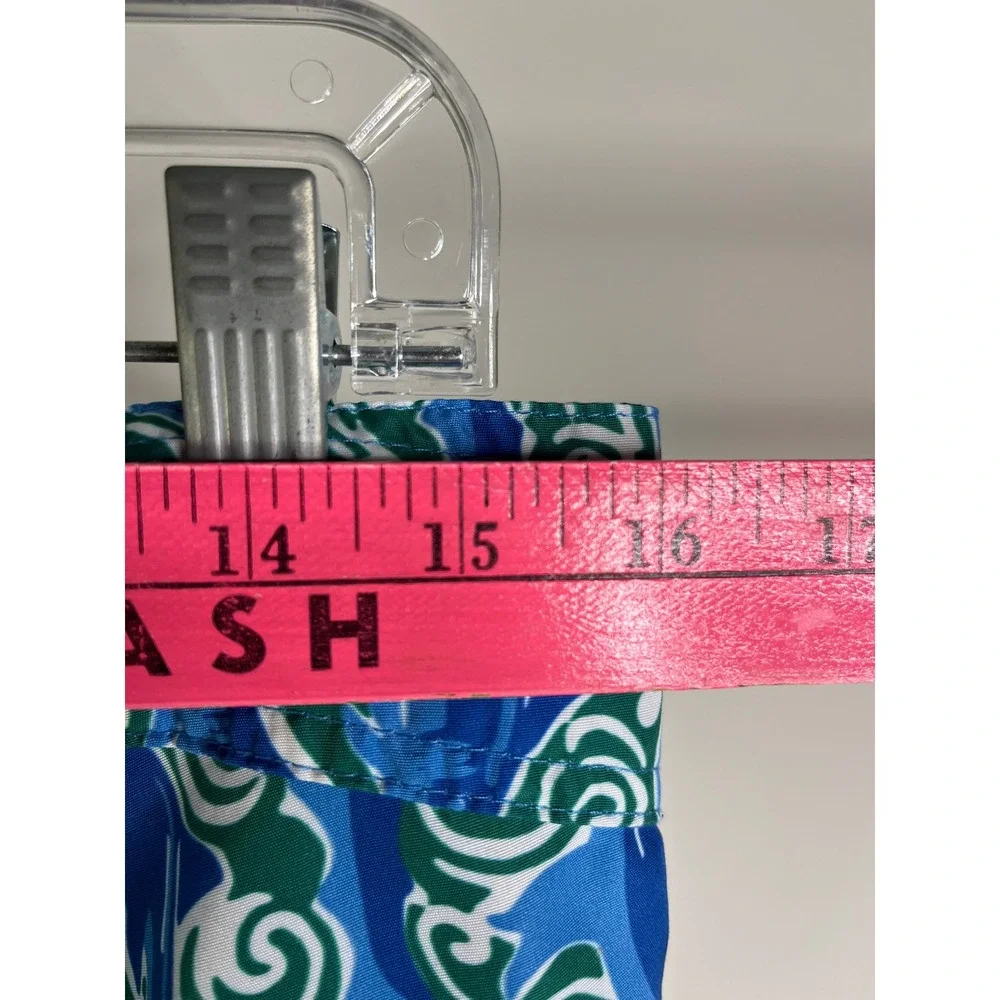 Three Islands 32 Shark Print Board Shorts Blue Green Swim Trunks Preppy Coastal